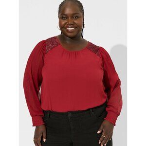 NWT Torrid Georgette With Sequin Trim Blouse